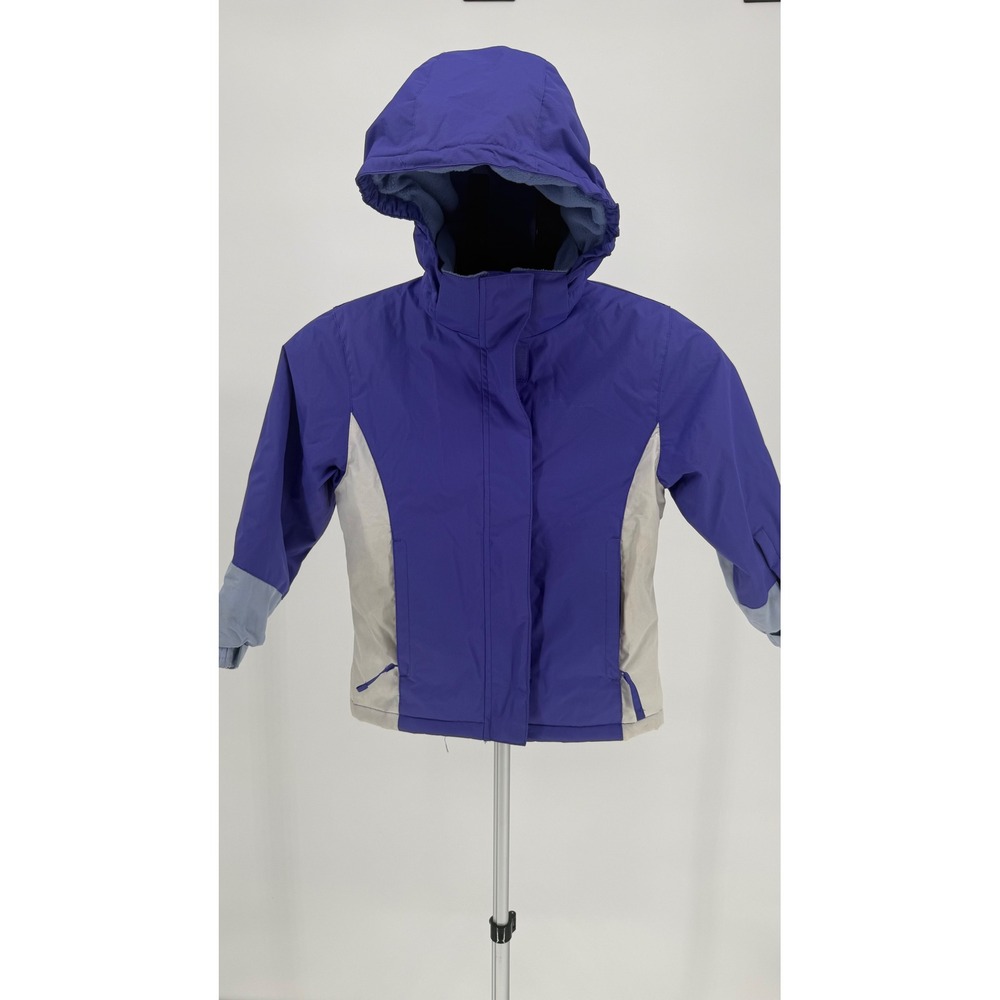 Mountain Warehouse Snow Kids Jacket Purple Gray Hooded Size 5-6 Waterproof